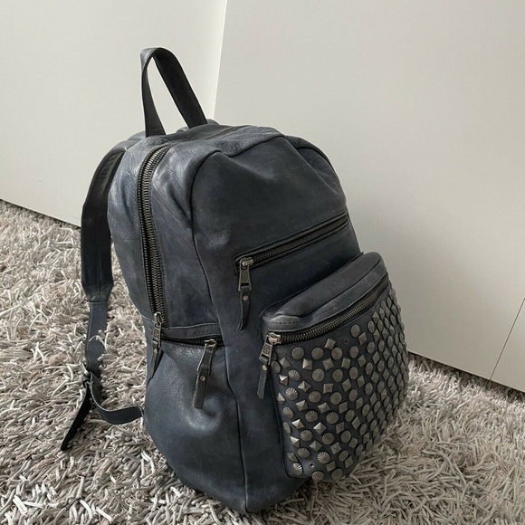 ASH Domino Backpack 100% Leather Blue Washed Studded ❤️ - Picture 7 of 11